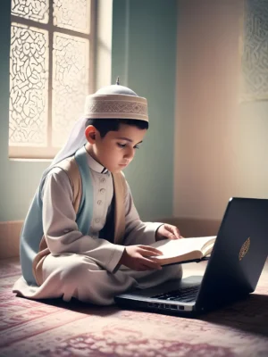 boy-is-sitting-floor-reading-online-quran boy-is-sitting-floor-reading-online-quran